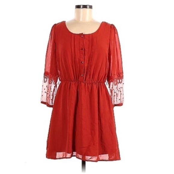 Sequin Hearts 3/4 Lace sleeve Casual Dress l SIZE M - Picture 1 of 6